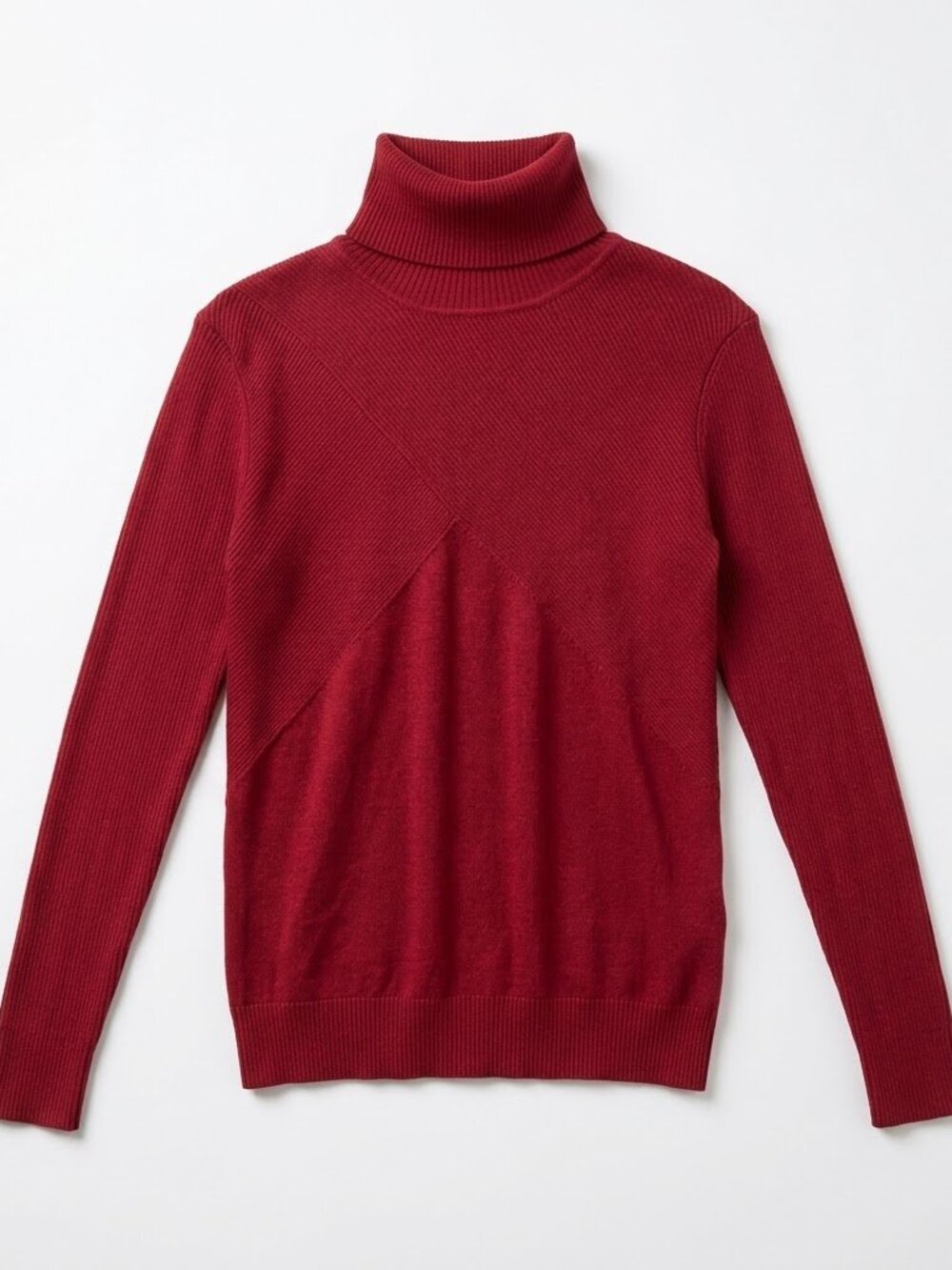 Calvin Klein Red Ribbed Turtleneck Sweater Small Knit Pullover Capsule Preppy